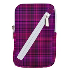 Fuchsia Madras Plaid Belt Pouch Bag (small) by SpinnyChairDesigns