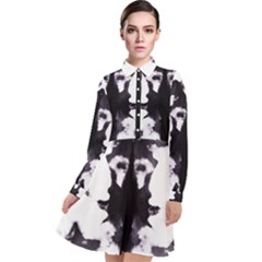 Rorschach Inkblot Pattern Long Sleeve Chiffon Shirt Dress by SpinnyChairDesigns