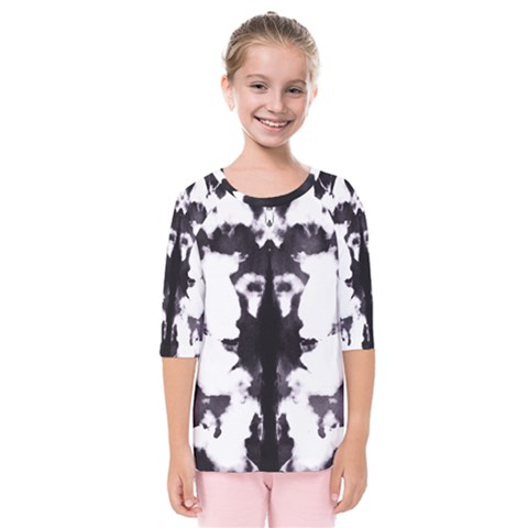 Rorschach Inkblot Pattern Kids  Quarter Sleeve Raglan Tee by SpinnyChairDesigns