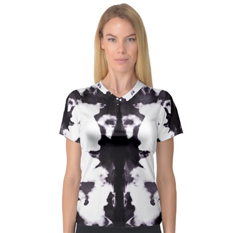 Rorschach Inkblot Pattern V-neck Sport Mesh Tee by SpinnyChairDesigns