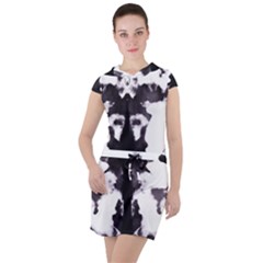 Rorschach Inkblot Pattern Drawstring Hooded Dress by SpinnyChairDesigns