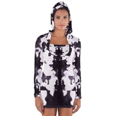 Rorschach Inkblot Pattern Long Sleeve Hooded T-shirt by SpinnyChairDesigns