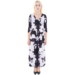 Rorschach Inkblot Pattern Quarter Sleeve Wrap Maxi Dress by SpinnyChairDesigns