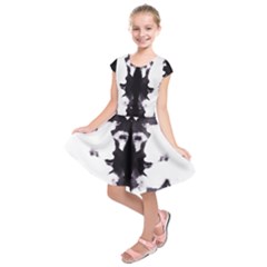 Rorschach Inkblot Pattern Kids  Short Sleeve Dress by SpinnyChairDesigns