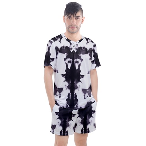 Rorschach Inkblot Pattern Men s Mesh Tee And Shorts Set by SpinnyChairDesigns