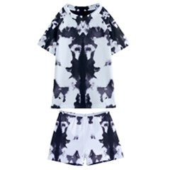 Rorschach Inkblot Pattern Kids  Swim Tee And Shorts Set by SpinnyChairDesigns