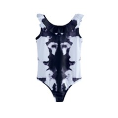 Rorschach Inkblot Pattern Kids  Frill Swimsuit by SpinnyChairDesigns