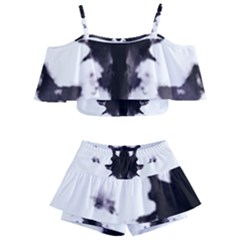 Rorschach Inkblot Pattern Kids  Off Shoulder Skirt Bikini by SpinnyChairDesigns