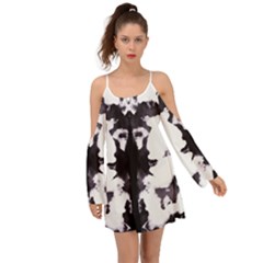 Rorschach Inkblot Pattern Kimono Sleeves Boho Dress by SpinnyChairDesigns