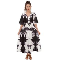 Rorschach Inkblot Pattern Kimono Sleeve Boho Dress by SpinnyChairDesigns