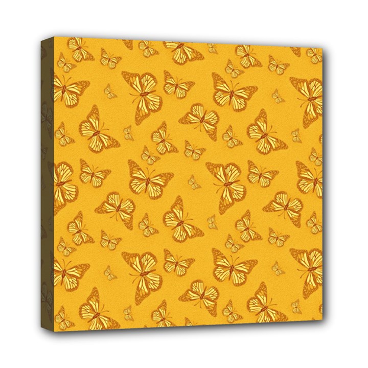 Mustard Yellow Monarch Butterflies Mini Canvas 8  x 8  (Stretched)