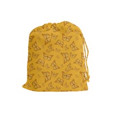 Mustard Yellow Monarch Butterflies Drawstring Pouch (large) by SpinnyChairDesigns