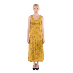 Mustard Yellow Monarch Butterflies Sleeveless Maxi Dress by SpinnyChairDesigns