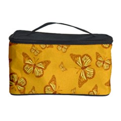 Mustard Yellow Monarch Butterflies Cosmetic Storage by SpinnyChairDesigns