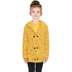 Mustard Yellow Monarch Butterflies Kids  Double Breasted Button Coat by SpinnyChairDesigns