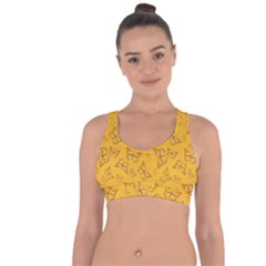 Mustard Yellow Monarch Butterflies Cross String Back Sports Bra by SpinnyChairDesigns