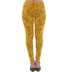 Mustard Yellow Monarch Butterflies Lightweight Velour Leggings by SpinnyChairDesigns