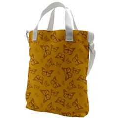 Mustard Yellow Monarch Butterflies Canvas Messenger Bag by SpinnyChairDesigns