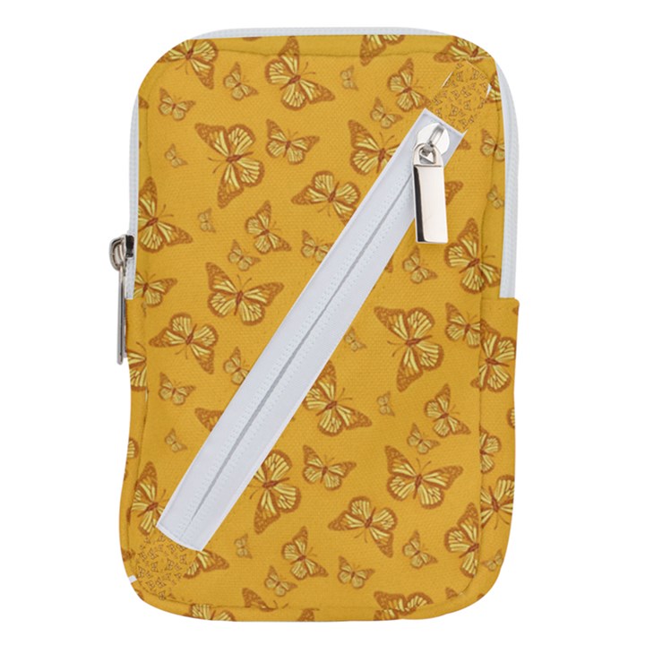 Mustard Yellow Monarch Butterflies Belt Pouch Bag (Small)