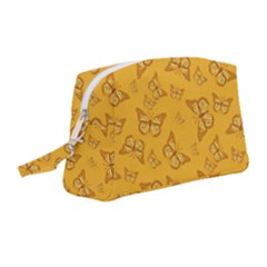 Mustard Yellow Monarch Butterflies Wristlet Pouch Bag (medium) by SpinnyChairDesigns