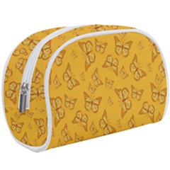 Mustard Yellow Monarch Butterflies Makeup Case (large) by SpinnyChairDesigns