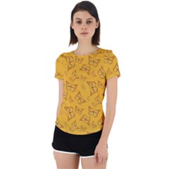 Mustard Yellow Monarch Butterflies Back Cut Out Sport Tee by SpinnyChairDesigns