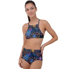 Abstract Paint Splatters High Waist Tankini Set by SpinnyChairDesigns