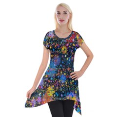 Abstract Paint Splatters Short Sleeve Side Drop Tunic by SpinnyChairDesigns