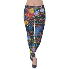 Abstract Paint Splatters Velvet Leggings by SpinnyChairDesigns