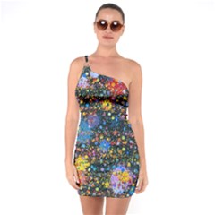 Abstract Paint Splatters One Soulder Bodycon Dress by SpinnyChairDesigns