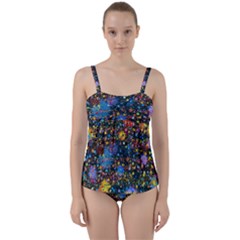 Abstract Paint Splatters Twist Front Tankini Set by SpinnyChairDesigns