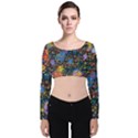 Abstract Paint Splatters Velvet Long Sleeve Crop Top View1