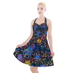 Abstract Paint Splatters Halter Party Swing Dress  by SpinnyChairDesigns