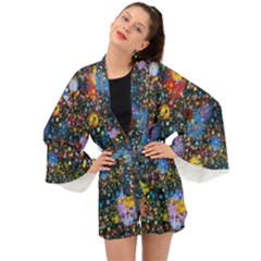 Abstract Paint Splatters Long Sleeve Kimono by SpinnyChairDesigns