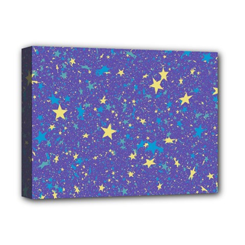 Starry Night Purple Deluxe Canvas 16  X 12  (stretched)  by SpinnyChairDesigns