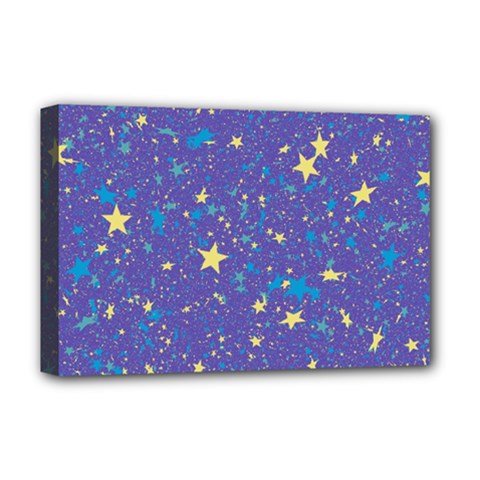 Starry Night Purple Deluxe Canvas 18  X 12  (stretched) by SpinnyChairDesigns