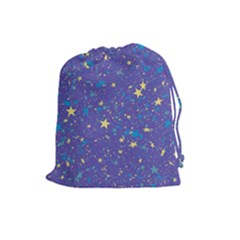 Starry Night Purple Drawstring Pouch (large) by SpinnyChairDesigns