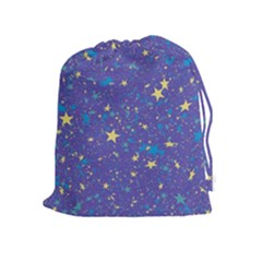 Starry Night Purple Drawstring Pouch (xl) by SpinnyChairDesigns