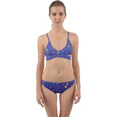 Starry Night Purple Wrap Around Bikini Set by SpinnyChairDesigns