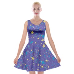 Starry Night Purple Velvet Skater Dress by SpinnyChairDesigns