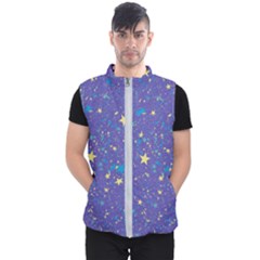 Starry Night Purple Men s Puffer Vest by SpinnyChairDesigns