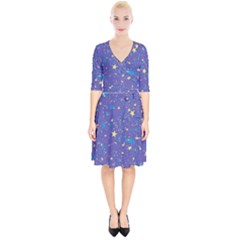 Starry Night Purple Wrap Up Cocktail Dress by SpinnyChairDesigns