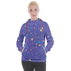 Starry Night Purple Women s Hooded Pullover by SpinnyChairDesigns