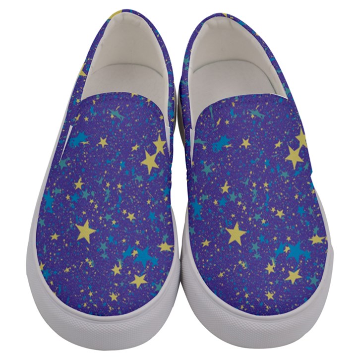 Starry Night Purple Men s Canvas Slip Ons