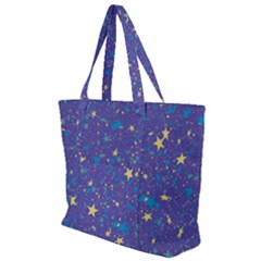 Starry Night Purple Zip Up Canvas Bag by SpinnyChairDesigns