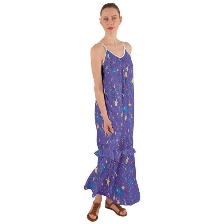 Starry Night Purple Cami Maxi Ruffle Chiffon Dress