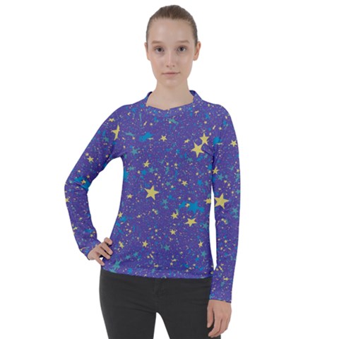 Starry Night Purple Women s Pique Long Sleeve Tee by SpinnyChairDesigns