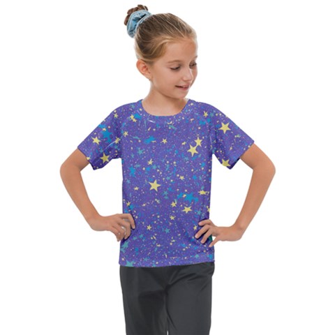 Starry Night Purple Kids  Mesh Piece Tee by SpinnyChairDesigns