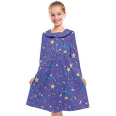 Starry Night Purple Kids  Midi Sailor Dress by SpinnyChairDesigns