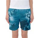 Teal Floral Print Women s Basketball Shorts View1